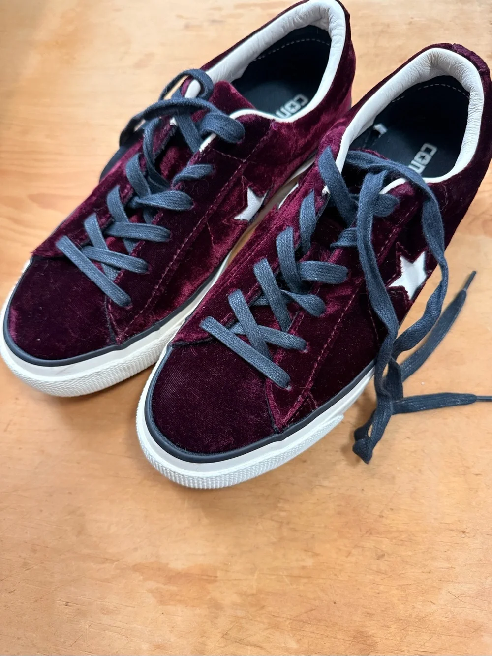 Converse, One Star, Velvet Ox Blood Platform Sneakers, sz 6.5